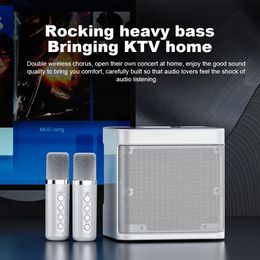 Microphones Portable Karaoke Bluetooth Speaker Wireless Microphone Singing Equipment Stereo Bass Subwoofer Karaoke Family Party Support AUX 230725