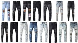 Mens designer jeans man black jean rip cool style luxury denim pant distressed ripped biker jean slim motorcycle hombre letter star jeans for mens pants pantalones