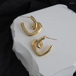 Stud Earrings 2023 Design Irregular Spiral Metal Heart Drop Korean Fashion Jewelry For Woman Girls Party Gift Simple Accessories