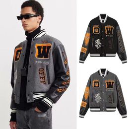 2023 designer men's and women's baseball jacket fall/winter wool flame leather sleeves, skull embroidery, of men and women couple baseball uniform jacket