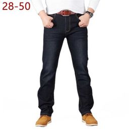 Men's 28-50 Big Size Man Pants High Stretch Straight Baggy Trousers Fashion Casual Black Blue Denim Male Business Jeans Classic 210318 L230726