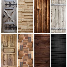 Wall Stickers Retro Wooden Door Stickers Imitation Wood Doors Sticker 3D Self-Adhesive Vinyl PVC Wallpaper Art Mural Bedroom Living Room Decor 230725