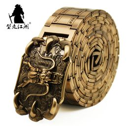 Neck Ties Men's belt Stainless steel Belt Retro Dragon metal Belt Gold Color Charm Belt Hip Hop Punk Strap self-defense luxury Belt male 230725