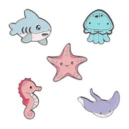 Alloy Enamel Ocean Animal Brooches Pin Creative Cartoon Cute Octopus Starfish Whale Brooch Pins Lapel Pins Badge Model Accessories Jewellery Gift