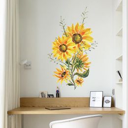 Wall Stickers Yellow Sunflower Oil Painting Sitting Room Bedroom Household Decoration On The