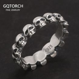 Wedding Rings 925 Sterling Silver Cool Couple Retro Punk Rock Style Skull For Men and Women 230726