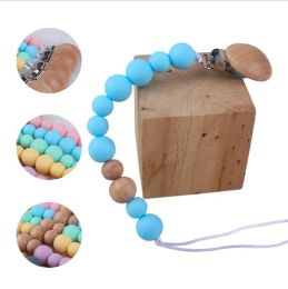 DIY Baby Pacifier Clips Silica Gel Pacifier Soother Holder Beaded Clip Chain Dummy Strap Chain Baby Shower Gift BPA Free ZZ