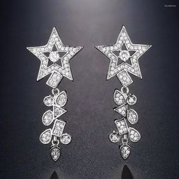 Dangle Earrings Uilz 2023 Silver Color Fashion Star Shaped Zircon Stud Women Jewelry Valentine Day Gift Wedding Party Accessories
