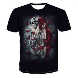 Men's T Shirts Skull Framework With Woman Graphic Summer Trend Male T-shirt Short Sleeve 3d Horror Print Punk Tops Men Hip Hop Tshirt