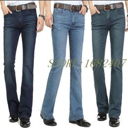 Men's Business Casual Jeans Male Mid Waist Elastic Slim Boot Cut Semi-flared Four Seasons 26-36280K