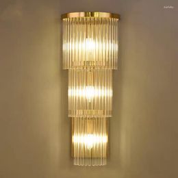 Wall Lamps Postmodern Crystal Lamp American Luxurious For Living Room Bedroom Study Decor E14 Light Bathroom Fixtures