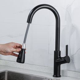 Pull Out Kitchen Faucet Black Kitchen Sink Faucet Brass Kitchen Mixer Tap Hot & Cold Rotating Brushed Gold Water Crane Tap
