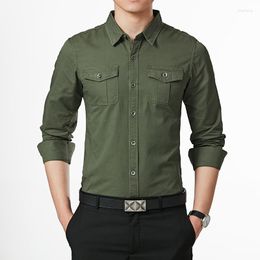 Men's Casual Shirts WBDDT Social Cotton Khaki Slim Fit Business Jacket Military Long Sleeve Vintage Streetwear Drop