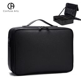 Cosmetic Bags Cases High Quality waterproof Women PU leather bag Portable case Large Capacity Make Up Insert Bag travel suitcase 230725