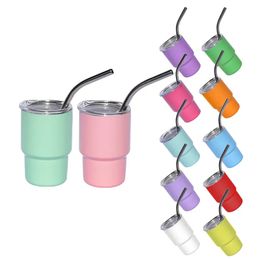 Cup 3oz Sublimation 90ML Wine Tumbler Double Wall Stainless Steel Shot Glass Non Vacuum with Lid and Straw for DIY 4.23