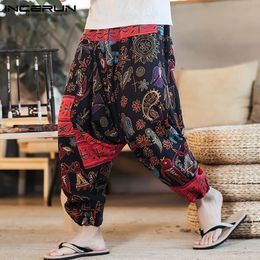 Men's Pants INCERUN Men Harem Pants Print Retro Drop Crotch Joggers Cotton Trousers Men Baggy Loose Nepal Style Men Casual Pants S-5XL 230726