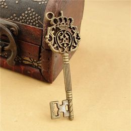 80pcs lot 22 70mm antique Metal Alloy Lovely Large Crown Key Charms pendant Vintage Jewelry Keys Charms225W