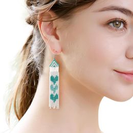 Dangle Earrings Fashion Bohemian Handmade Seed Beaded Long Tassel Heart Pattern Beads Drop Earring For Women Jewellery Wholesale