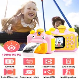 Camcorders Digital Camera For Kid Instant Print Dual Lens Cartoon 2.4in HD Outdoor Pography Video Recorder Children Toy Gifts