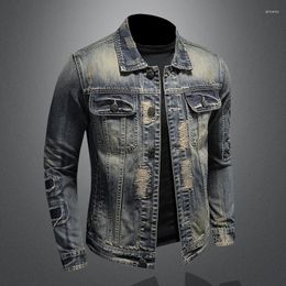 Men's Jackets Spring Autumn Denim Jacket Men Tops High Quality Heavy Patch Retro Casual Jaqueta Jeans Masculina Wholesale