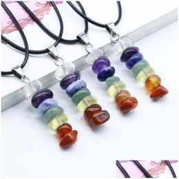 Arts And Crafts 7 Chakra Stone Necklace Natural Quartz Healing Yoga Pendum Pendant For Women Girls Me Drop Delivery Home Garden Dhsqb