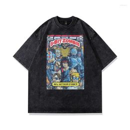 Men's T Shirts Oversized T-shirt Anime Streetwear Harajuku Shirt Black Men Clothing Top Women Boys Clothes Tees Y2k Vintage Tshirt