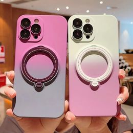 Luxury Gradient Magnetic Soft Silicone For Magsafe Case For iPhone 15 14 13 12 11 Pro Max Mac Safe Ring Holder Glass Lens Covers