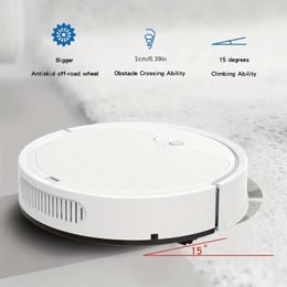Smart Robot Mop: Powerful Suction to Remove Pet Hair, Carpet Stains & Dust from Hard Floors - Low Noise Sweeping Machine (White)