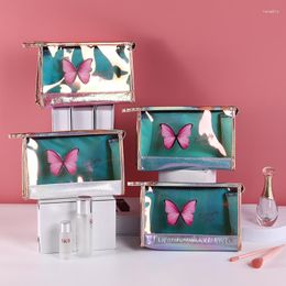 Cosmetic Bags Laser Waterproof Women's Organiser Personalised Makeup Storage Tote Bag Butterfly Printed Pouch