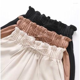 Women's Shorts 2023 Summer Ladies Drawstring Korean Outside Work Straight Pants High Waist Pockets Casual Ins Thin