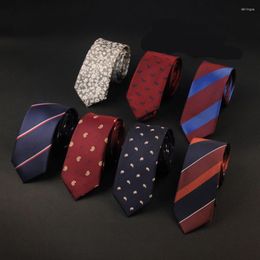 Bow Ties Linbaiway 6cm Men's Neck Tie Jacquard Woven For Man Bridegroom Business Polyester Necktie Shirt Corbatas Custom Logo