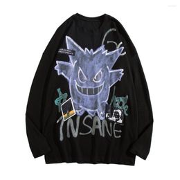 Men's T Shirts 2023 Autumn And Winter Fashion Cartoon Print Long-Sleeve T-shirt Loose Casual Pullover Hip Hop Sweater