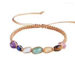 Charm Bracelets Reiki Healing Stone Natural Crystal Irregular Bracelet Chakra Energy Hand-Knitted Meditation Yoga Jewellery