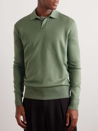 Loro * Piana Shirt Polos Designers Mens Long-sleeved Aspen Wool Polo Shirt Fashion Winter Tops