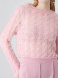 Women's Sweaters Women Sweet Pink Or Blue Pullover Tops Round Neck Long-Sleeve All-Match Ladies Knit Sweater 2023 Spring/summer