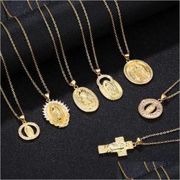 Arts And Crafts Pendant Necklaces Stainless Steel Virgin Mary Necklace Gold Bijoux Crystal For Man Women Fashion Catholic Jewelrypenda Dhlcs