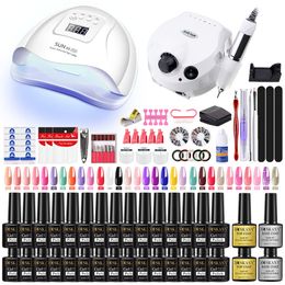 Nail Polish Set With Lamp Dryer Drill Machine Manicure Kit Soak off Art Tool Poly UVGel Gel 230726