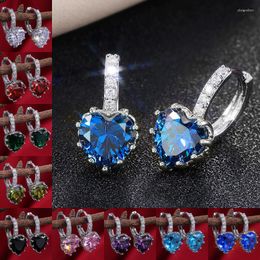 Dangle Earrings Huitan 9 Colors Heart Zircon Women Drop Earring Simple & Versatile Design Wedding Engagement Party Gift Jewelry