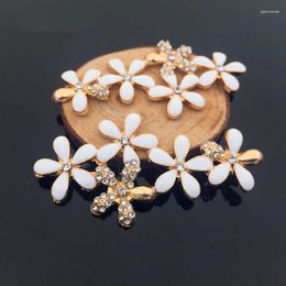 Hair Clips 20PCs 32 62MM Gold Colour Plated Spring Flowers Button Patch Sticker Enamel Alloy Oil Drop Metal DIY Stickers Craft