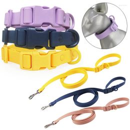 Dog Collars Pet Waterproof Collar Traction Rope Macaron Color Adjustable PVC Rubberized Webbing Sturdy Durable Small Medium Large