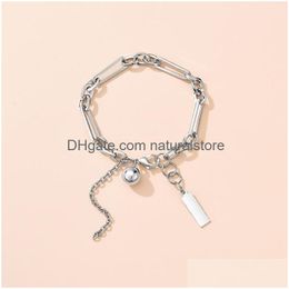 Charm Bracelets Metal Ball Square Tag Bracelet Hip Chains Bangle Cuff For Women Men Fashion Jewelry Will And Sandy New Drop Delivery Dhwea