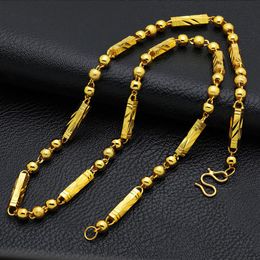 24k Male high artificial gold necklace overlooks gold hexagonal beads mens necklace Jewellery mens gold necklace231n