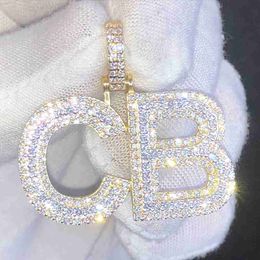 Men Custom Letter Pendant Iced Out Vvs Diamond Letter Pendant Hip Hop Custom Name Necklace 925 Silver Moissanite Pendant