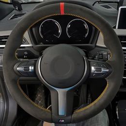 Hand-stitched Black Suede Car Steering Wheel Cover For BMW M Sport F30 F31 F34 X1 F07 F10 F11 X2 F25 F32 F33 F36 F39 X3 F48227p