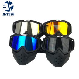 Motorcycle Helmet Mask Detachable Goggles And Mouth Philtre for Modular Open Face Moto Vintage Helmet Mask MZ-003288I