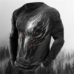 Men's T Shirts Oversized Long-sleeved T-shirt 3d Printed Horror Skull Fashion Hip Hop Loose O-neck Spring And Summer Vintage Clothing