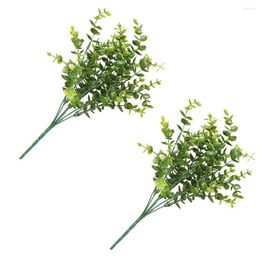 Decorative Flowers 2 Pieces Artificial Eucalyptus Plastic UV Resistant Plant Vivid Appearance Plants Wedding Garden Indoor Decoration