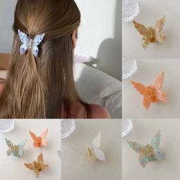 New Summer Middle Colorful Butterfly Claws Hairpin Cute Transparent Grabs Acrylic Clip for Women Sweet AccessoriesZZ