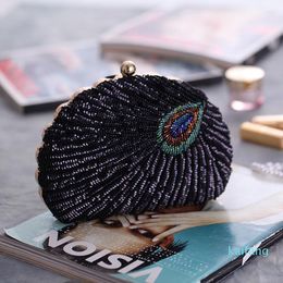 Evening Bags Vintage Elegant Women's Clutches Geometric Peacock Pattern Sequins Beaded