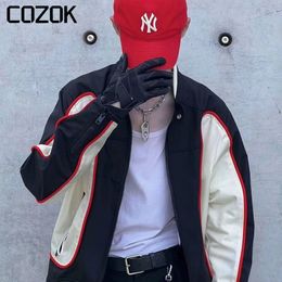 Mens Jackets Patchwork Racing Bomber Jacket Men Women Hip Hop Motorcycle Loose Casual Coat Unisex High Street Varsity Baseball Outwear 230726